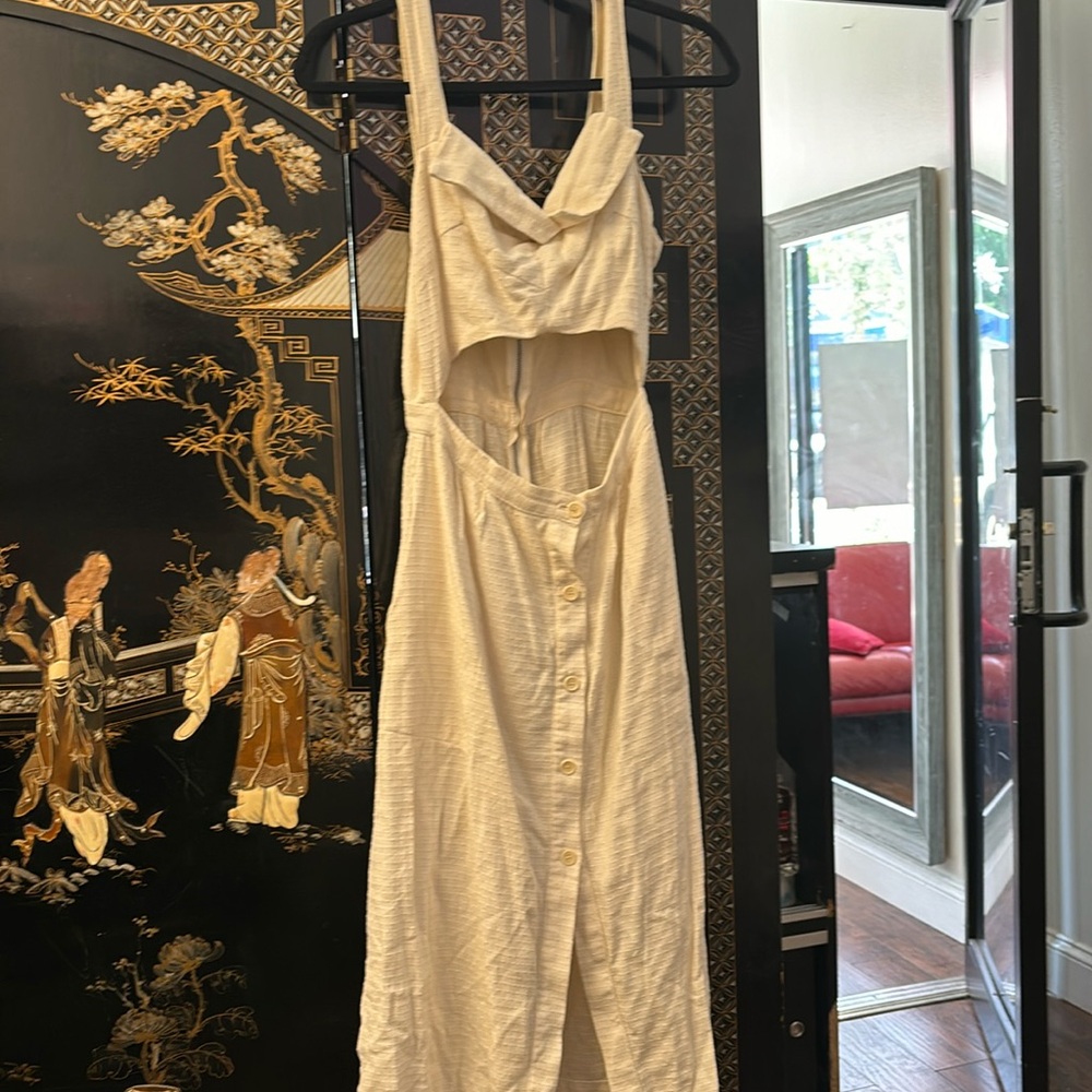 Reformation midriff cotton cream colored summer dress